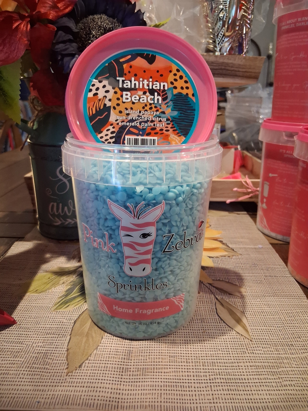 Pink Zebra Tahitian Beach Blue and Pink Sprinkles Home Fragrance